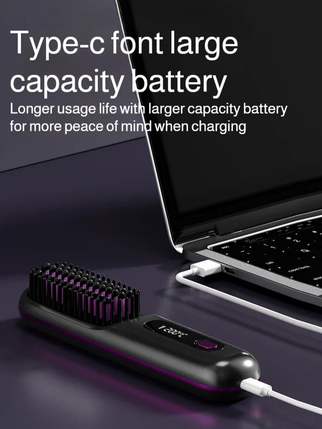 Portable Straightening and Curling Cordless Negative Ion comb💫