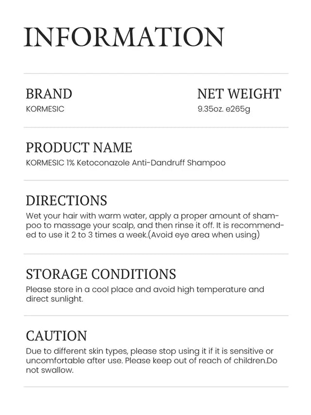 1% Ketoconazole Anti-Dandruff Shampoo💦💦