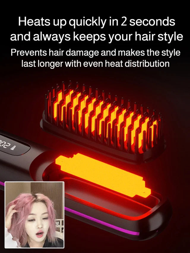 Portable Straightening and Curling Cordless Negative Ion comb💫