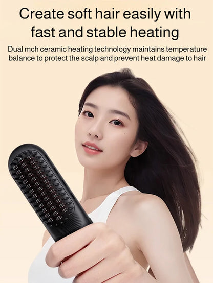 Portable Straightening and Curling Cordless Negative Ion comb💫