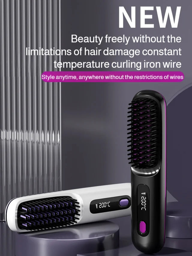 Portable Straightening and Curling Cordless Negative Ion comb💫