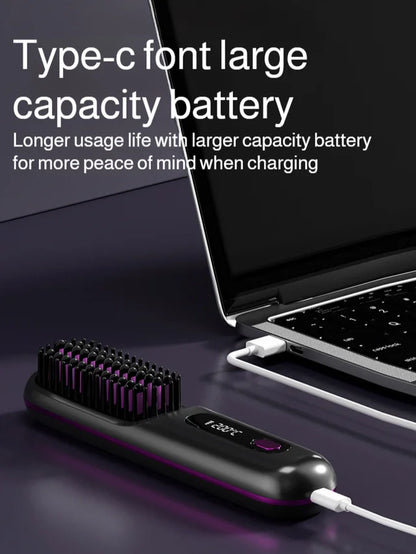 Portable Straightening and Curling Cordless Negative Ion comb💫