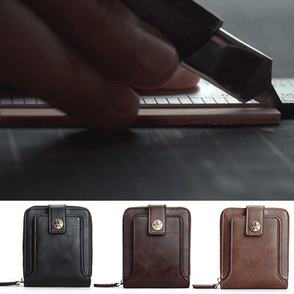 BOGO! Men’s Retro Leather Zip Wallet – Luxury Coin Pouch 🕰️