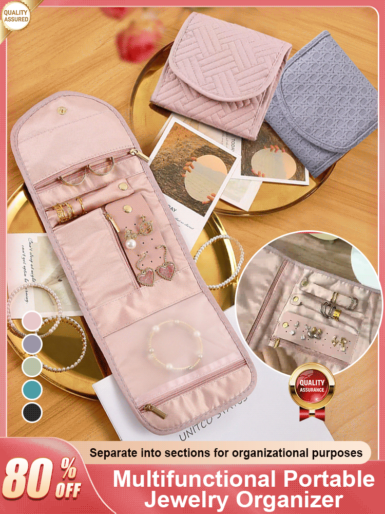 Faux Leather Velvet Folding Jewelry Organizer Bag✨