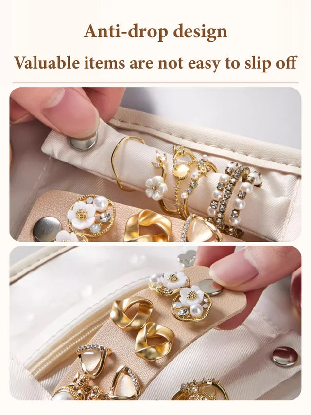 Faux Leather Velvet Folding Jewelry Organizer Bag✨