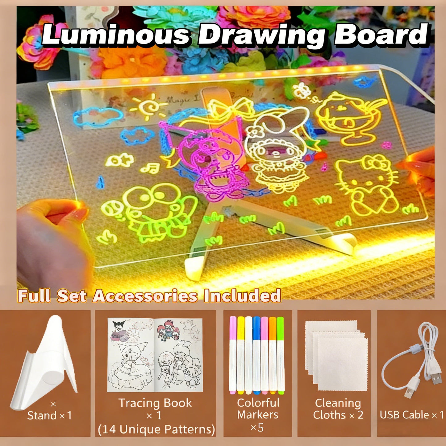 Children's erasable DIY luminous drawing board🎨